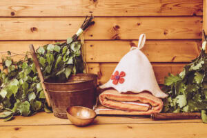 Traditional Finnish sauna equipment