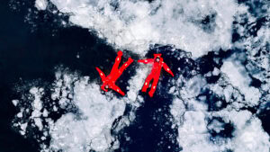 Two people ice floating